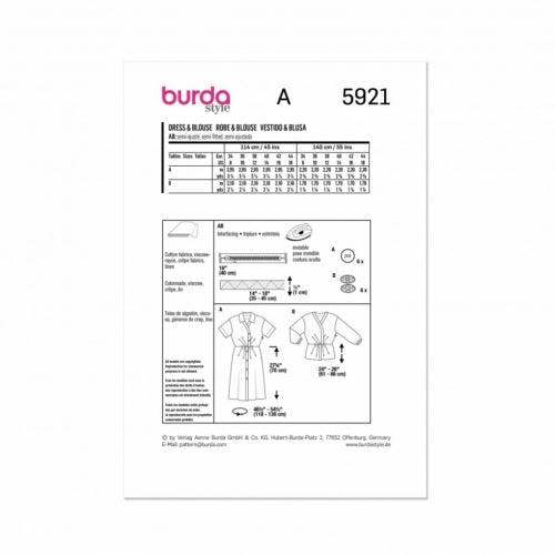 Burda Sewing Pattern 5921 Dresses and Tops For Women, 8-18 (34-44) - Intermediate