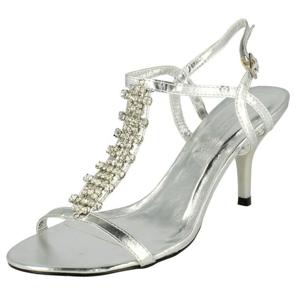Spot On Ladies Spot On Diamante Strappy Heeled Sandals