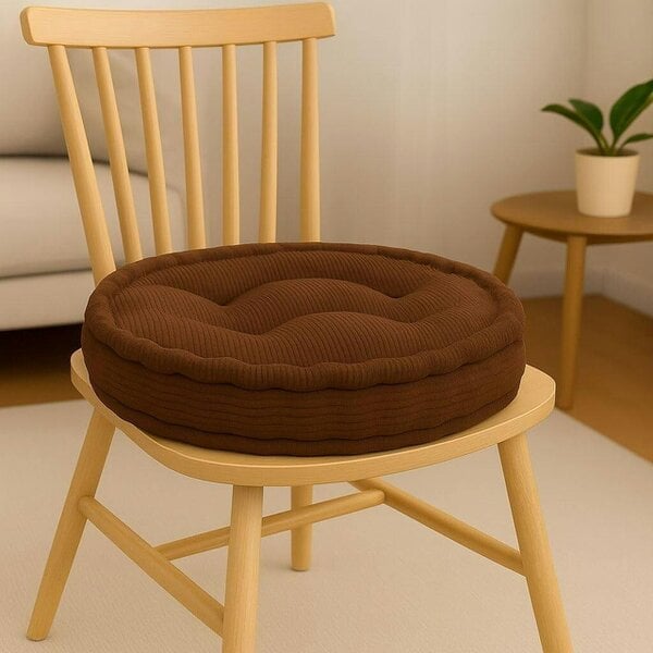 Night Zone Round Fleece Booster Seat Pad 10cm Thick – Soft Chair Cushion for Extra Height - Chocolate