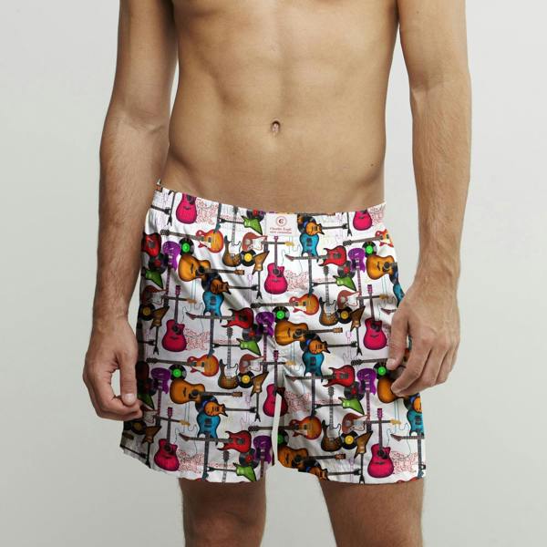 GUITAR COTTON POPLIN PRINT BOXER SHORTS – Premium Men's Patterned Shirt by Claudio Lugli | Bold Design, Tailored Fit, Best Printed Shirts