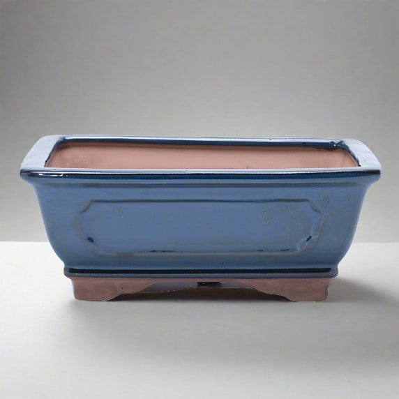 Yorkshire Bonsai 18cm Glazed Bonsai Pot | Rectangle | 18cm x 15cm x 6cm | Blue