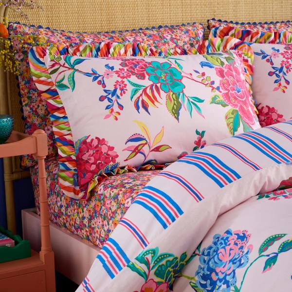 Sophie Robinson Flourish Floral 100% Cotton Reversible Duvet Cover Set Bright