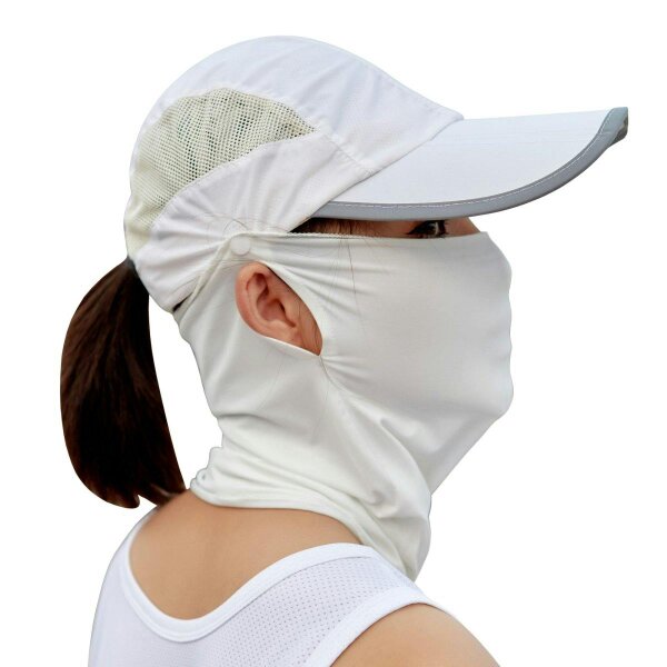 Anniou UPF 50+ Cap and Neck Gaiter - White - One size