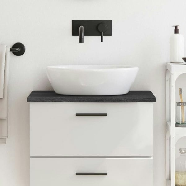 Berkfield Bathroom Countertop Dark Grey 60x40x2 cm Treated Solid Wood
