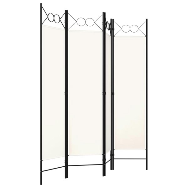 Berkfield 4-Panel Room Divider Cream White 160x180 cm