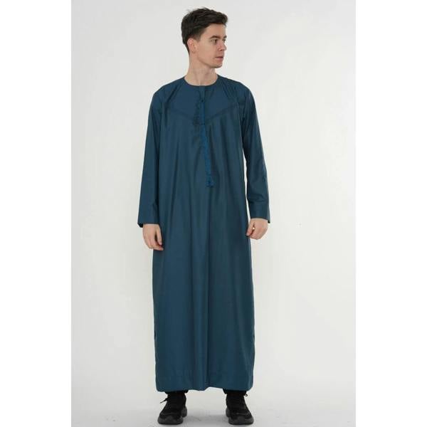 TT-008 - Men's Emirati Omani Arab Tassel Thobe - Blue - Thobez - 5