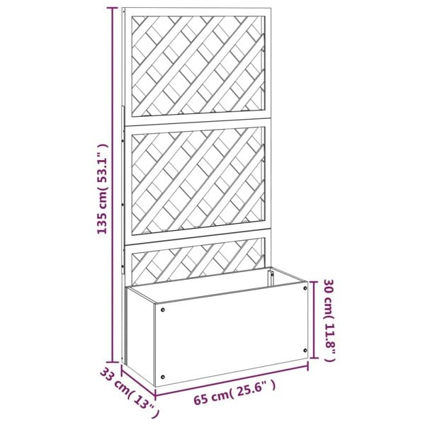 Berkfield Trellis Planter Grey 65x33x135 cm WPC