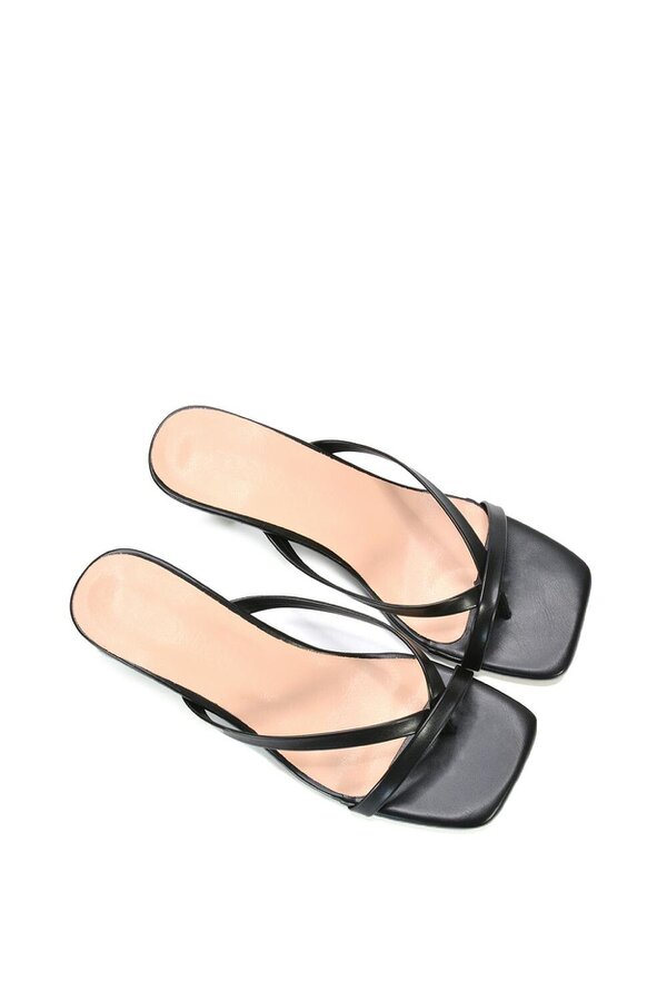 XY LONDON Kitten Heel Sandal Mules With Toe Post