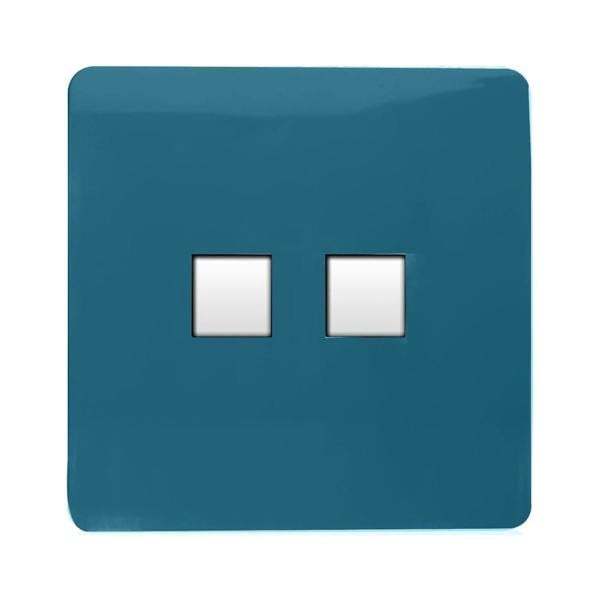 Trendi Switch 2 Gang RJ45 Cat 6 Modern Designer PC Ethernet Socket in Ocean Blue