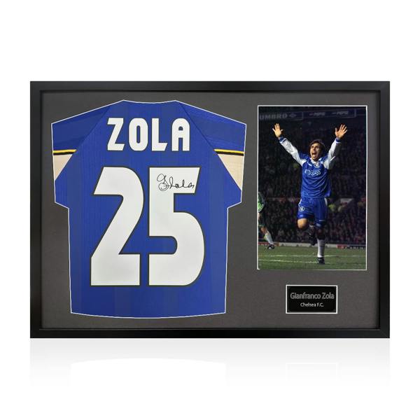 Gianfranco Zola Signed Chelsea Shirt Classic Frame