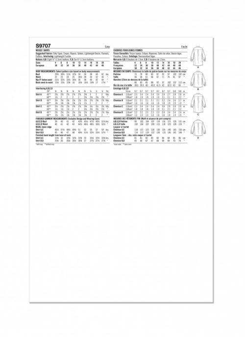 Simplicity Sewing Pattern 9707, Tops, Shirts for Women, D5 (4-6-8-10-12) - Easy