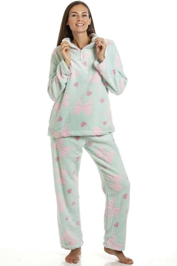 Womens Supersoft Heart & Bow Embossed Pyjama Set