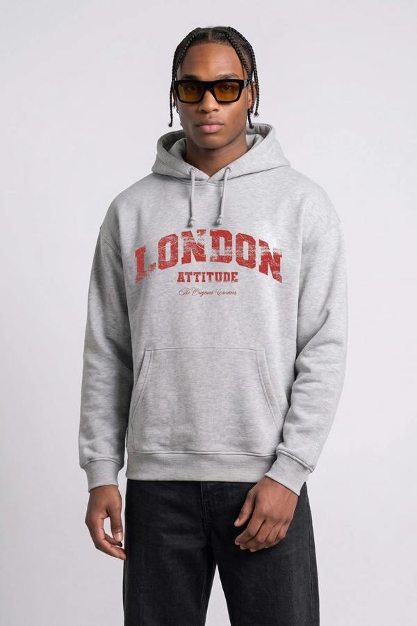 Relaxed Fit Collegiate Graphic Hoodie in Red