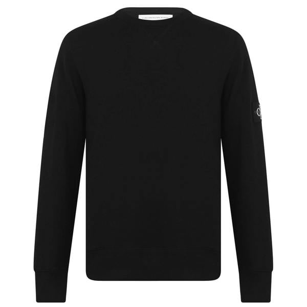 Calvin Klein Mens Badge Crew Neck Sweatshirt - Black - 