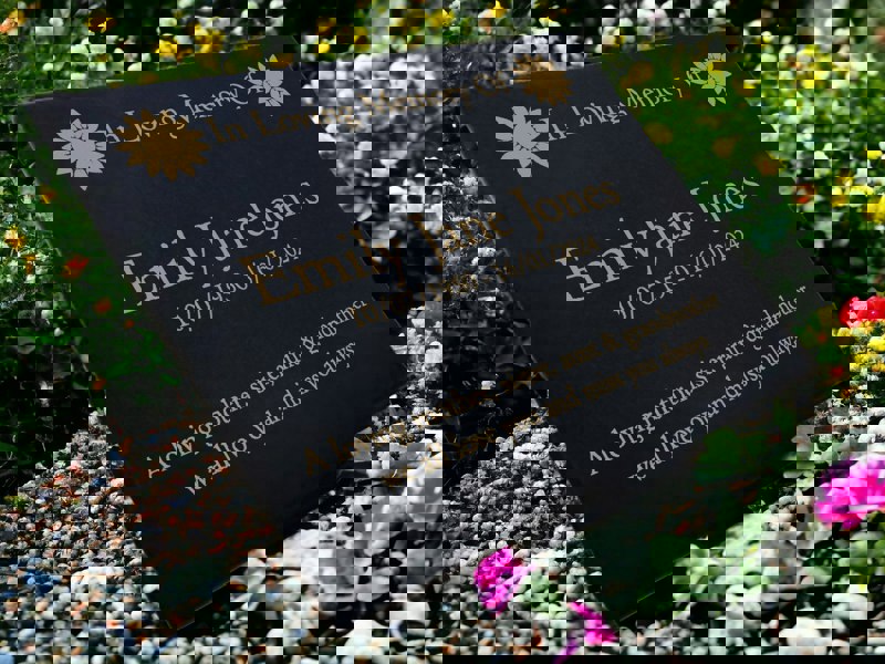 Memorials Direct Granite Memorial Plaque, Sunflower, Stand Included