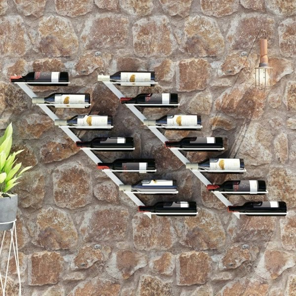 Berkfield Wall-mounted Wine Rack for 7 Bottles 2 pcs White Metal