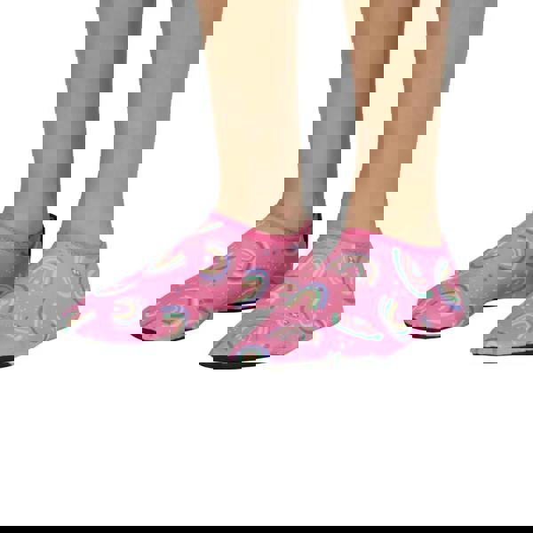 Zoggs rainbow magenta kids anti-slip pool socks in pink with breathable fabric