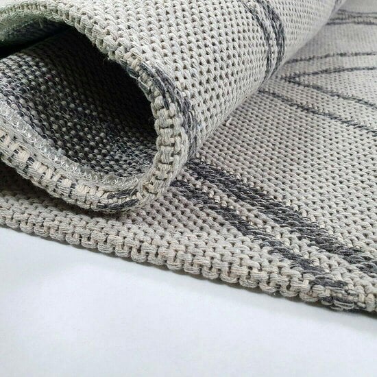 Runner Rug Geometric 100% Cotton Washable Woven Carpet Natural Diamond Patterned Mat - 75x300cm