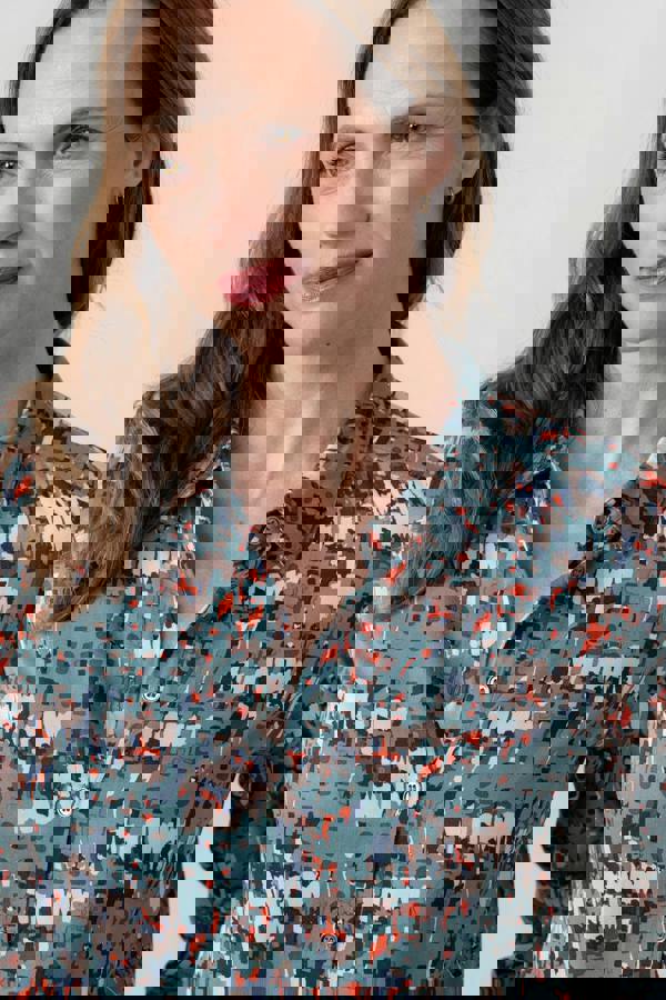 Lily & Me Patsy Geometric Print Shirt Sea Mist