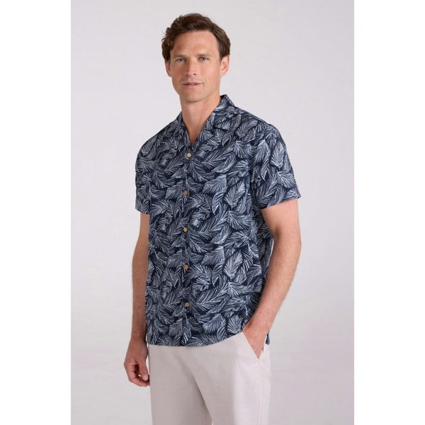 Mountain Warehouse Mens Palm Leaf Beach Shirt - Dark Blue