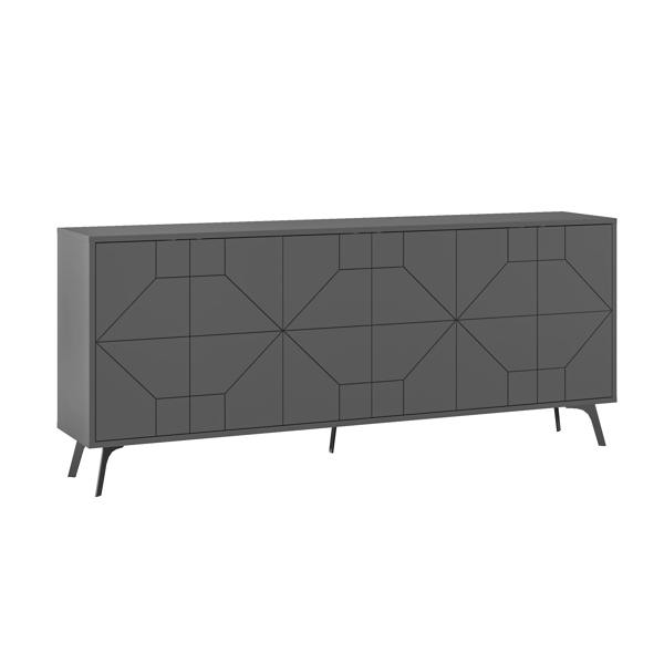 Decortie Dune Gold Marble Effect Geometric 6 Door Sideboard with Metal Legs (W) 181cm