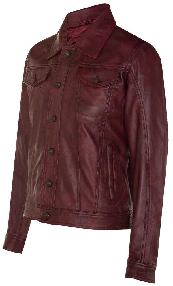 Infinity Leather Men’s Retro Leather Trucker Jacket-Constantine