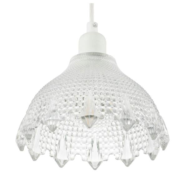 Classic Ornate Round Clear Glass Pendant Shade with Moulded Design Image 4