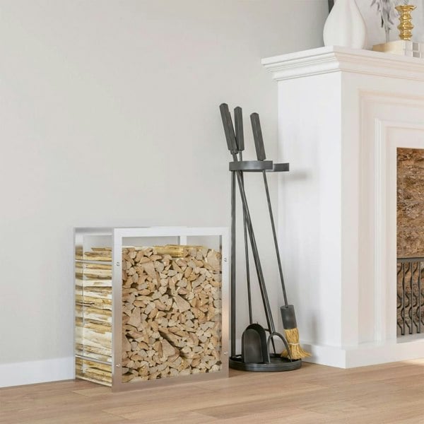 Berkfield Firewood Rack 80x28x86 cm Stainless Steel