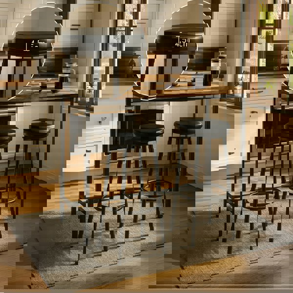 Rafaelo Mobilia Set of 2 Kitchen Counter Height Breakfast Bar Stools Black