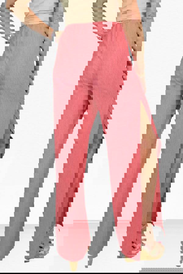 Paulo Due Women's Linen Look Wide Leg Split Hem Trousers