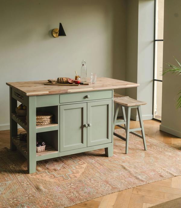 Statement Furniture Florence Kitchen Island with Cupboard and Shelves