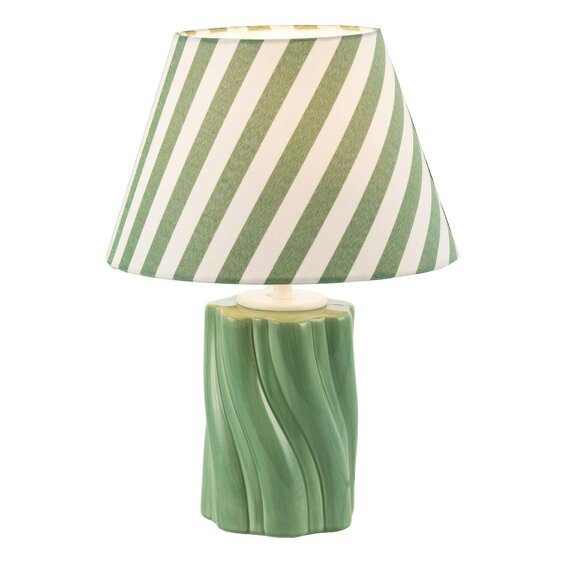 Happy Homewares Glossy Sage Green Glazed Ceramic Lamp with Sculptural Twisted Base