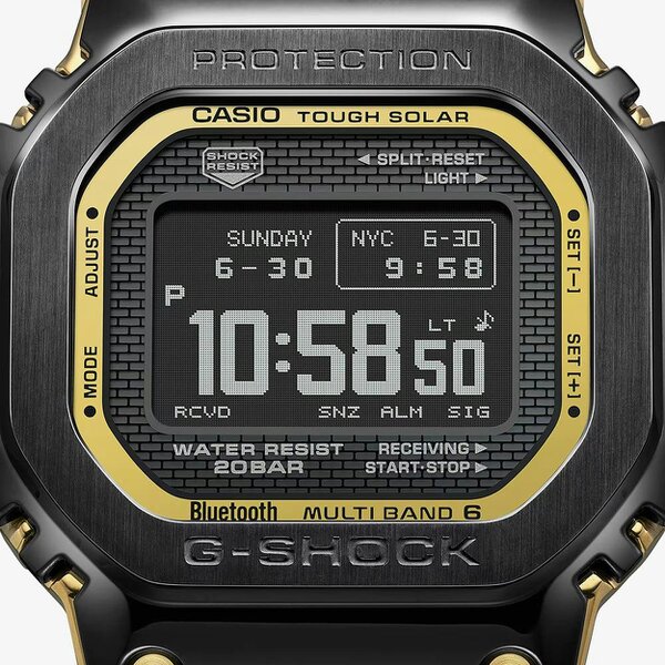 Casio Mens G-Shock Full Metal Origin 5000 Series Black & Gold Digital Solar Bracelet Watch GMW-BZ5000BD-1ER