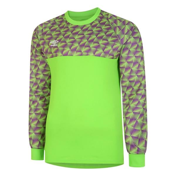 Umbro Childrens/Kids Flux Long-Sleeved Goalkeeper Jersey - Green Gecko/Purple Cactus - 