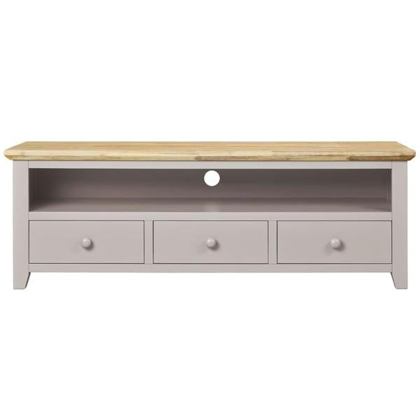 Statement Furniture Florence Large Wooden TV Stand with 3 Drawers and Shelf - Truffle, Beige