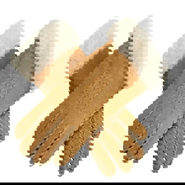 Infinity Leather Women's Plush Shearling Cuff Suede Genuine Leather Gloves