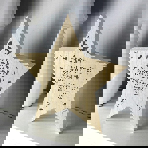 Personalised Memento Company Personalised Twinkle Twinkle Rustic Wooden Star Decoration
