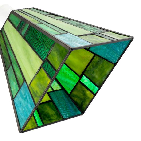 Art Deco Tiffany Pendant Lighting Shade with Emerald and Green Panels Image 4