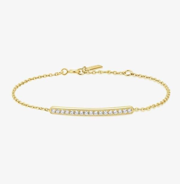 Ania Haie Vogue Maven 14ct Gold Plated Pave Bar Bracelet B062-02G