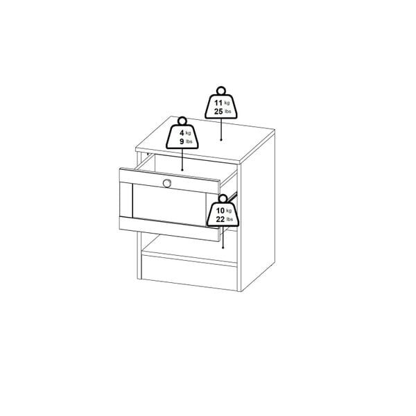 Wyld Haus Cherryfern White Wood Bedside Table 1 Frame Drawer 1 Open Shelf