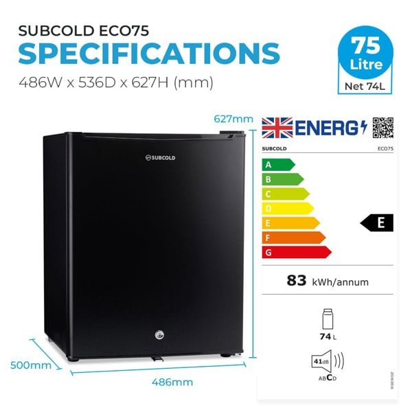 Subcold Eco75 Table Top Fridge - Black