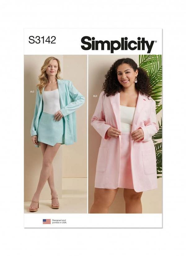 Simplicity Sewing Pattern 3142, Jackets, Shorts, Suits for Women, M1 (10-12-14-16-18) - Intermediate