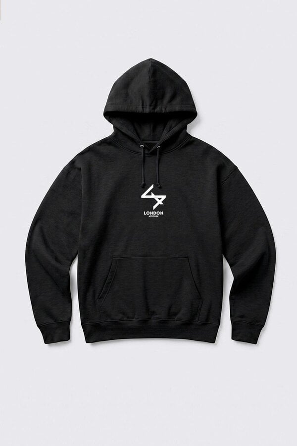 London Attitude Oversized Japanese Inspired Graphic Hoodie in Black