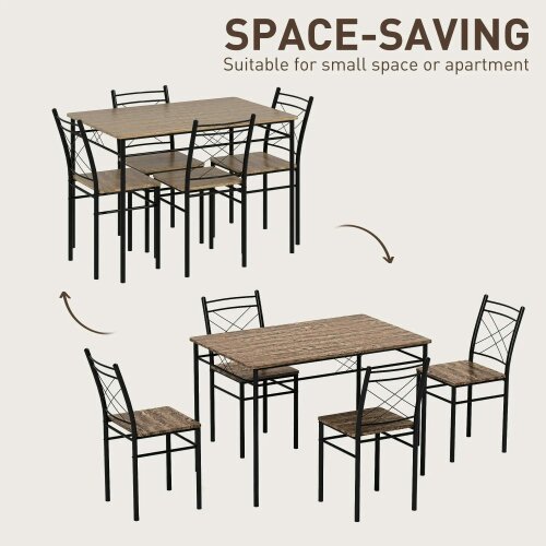 Wyld Haus Birutte Wooden Oak Effect And Black 5 Piece Minimal Dining Set