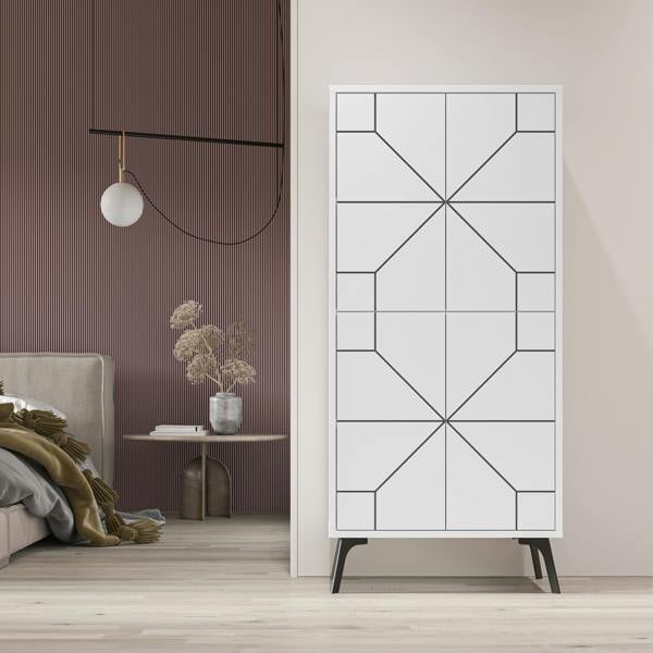 Decortie Dune Multipurpose Storage Cabinet Space-Saving Storage Solution White 136cm
