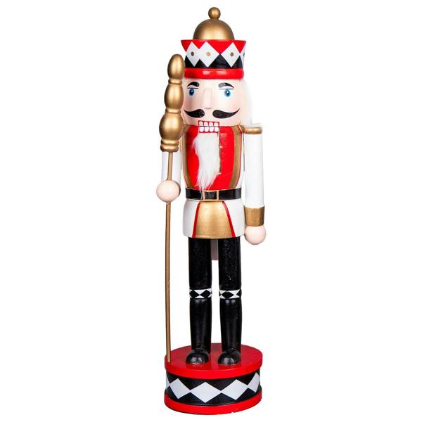 38cm Wooden Christmas Nutcracker Soldier Ornament Set of 3, Hand Painted Red and Black image 3