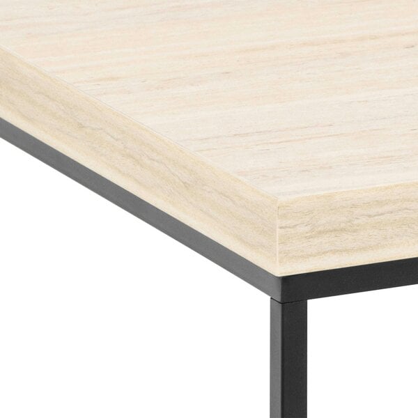 Wyld Haus Hazelmere Travertine Coffee Table Black Metal Legs
