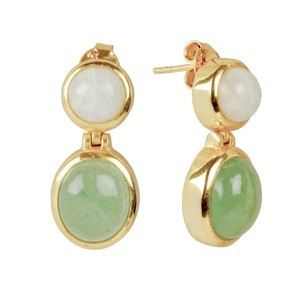 Lila Rasa Green Aventurine And Moonstone Earrings.