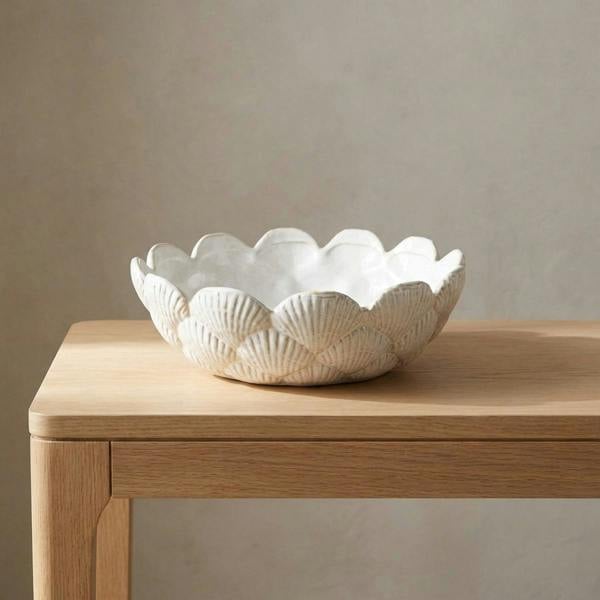 Garden Greatness Intricate Textured Ceramic Shell Bowl