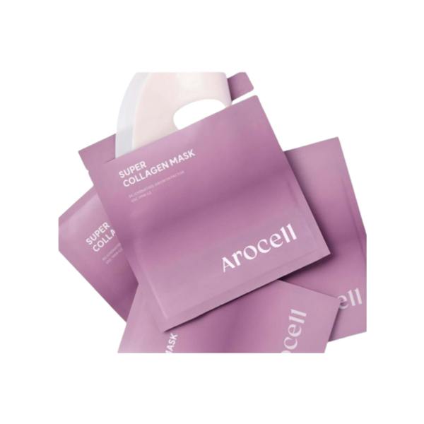 Opaque-to-transparent hydrogel technology of Arocell Super Collagen Mask – Visible-absorption Korean face mask for deep firming at Atelier De Glow UK.